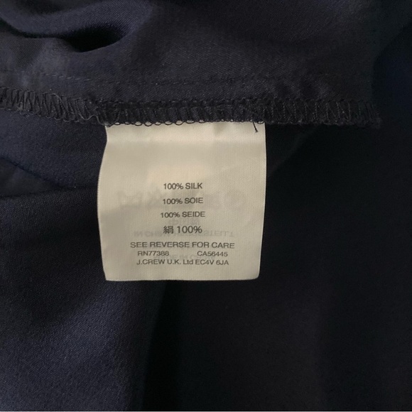 J.Crew navy blue silk reversible long sleeve bow top. Size 16. - Picture 5 of 5